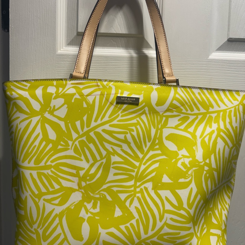 Kate Spade Yellow Palm Leaf Tote Bag